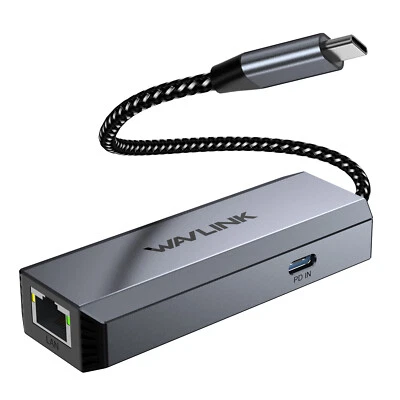 WAVLINK 5Gbps USB 3.0 USB-C Gigabit Ethernet LAN RJ45 2500Mbps Network Adapter - Image 1 of 4
