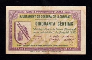 F.C. CORBERA DE LLOBREGAT (BARCELONA) , 50 CÈNTIMS , EBC- . - Picture 1 of 2