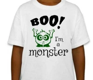 Boo I'm A Monster ~ Halloween T-shirt ~ Cute and Funny Boy or Girl First Hallowe - Picture 1 of 1
