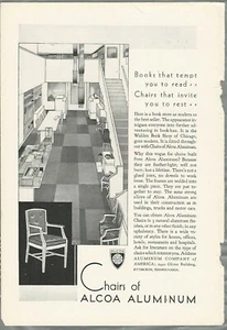 1931 ALCOA Aluminum advertisement, aluminum chairs in Walden Book Shop Chicago - Foto 1 di 3