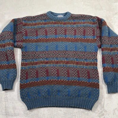 Vintage Pendleton Sweater Mens Large Red Blue Geometric Virgin Wool Knit 60s 70s - Image 1 of 4