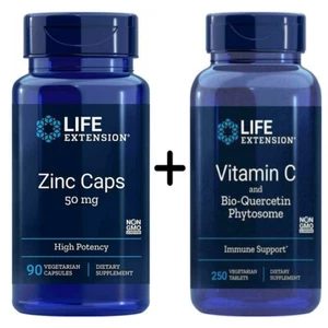Zinc Caps 90 VCaps PLUS Vitamin C and Bio-Quercetin 250 tabs by Life Extension. - Picture 1 of 3