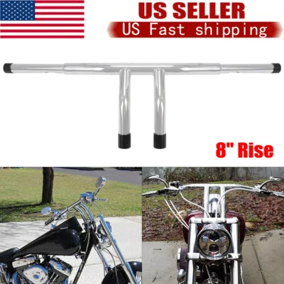 Barra de arrastre de manillar Fat 1-1/4" cromada 6" de elevación para Harley Softail FLST FXST Foto 1 de 4