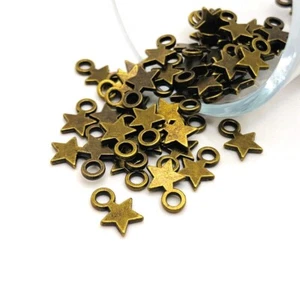 4, 20 or 50 BULK pcs Bronze Toned Small Star Charms, Celestial-US Seller- BR059 - Picture 1 of 3