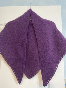 Handmade Hand Knit Purple Triangle Scarf Scarf Wrap - Picture 1 of 5