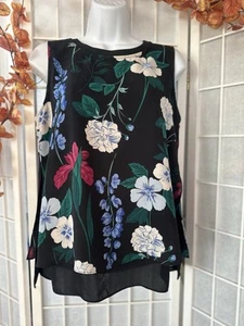 🌺Beautiful Debenhams Size 12 Petite Sleeveless Floral Top With Chiffon Layer 🌸 - Picture 1 of 9
