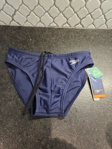 SPEEDO Blue Solid Size 28 PowerFlex Eco Adujstable Waist Brief Swim Bottom - Picture 1 of 10