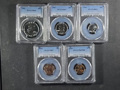 1961 U.S. PROOF SET - 5 coins -PROOF PR67, 50 cent (PR66) (PCGS)     stk#0318 - Image 1 of 4