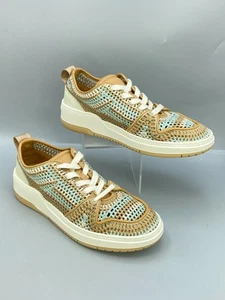 Ferragamo Macramé Women's Sneaker US 9.5 Camel Low Top Lace Up Athletic Shoes - Picture 1 of 11