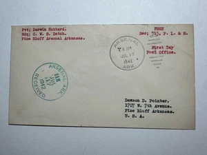 1942 Arsenal Arkansas Primer Día Oficina de Correos Cubierta Frank Gratis para Pine Bluff - Imagen 1 de 2