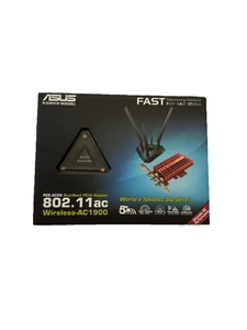 Asus PCE AC68 Dual Band PCI-E Wireless AC1900 Wi-Fi Adapter - Worlds Fastest 5G - Picture 1 of 2