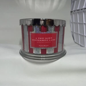 Homeworx By Harry Slatkin 18oz  A Trip Down Peppermint Lane 4 Wick Candle - Picture 1 of 6