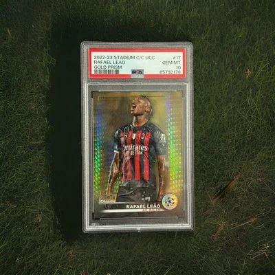 2022-23 Topps Stadium Club Chrome UCL AC Milan Rafael Leao Gold Prism /50 PSA 10 - Image 1 of 3