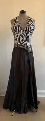 Vestido de Noche Formal Tony Bowls Noches Lentejuelas Cebra Talla 4 Foto 1 de 4