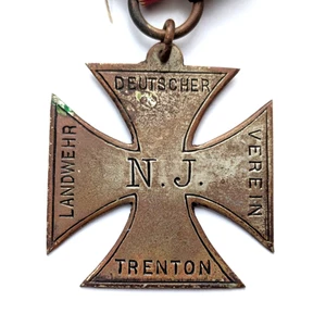 Antigua Medalla Asociación Landwehr Alemana Trenton NJ Cruz de Hierro Estilo Milicia? - Imagen 1 de 3