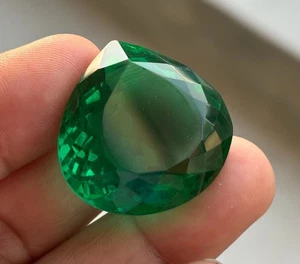 Natural 89 Cts Green Emerald Certified Heart Cut Colombian Loose Gemstone - Picture 1 of 8