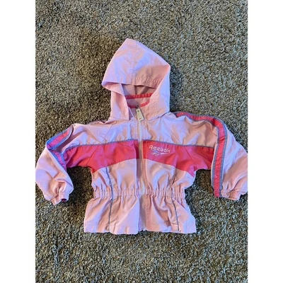 Chaqueta vintage Reebok años 90 Y2K niña pequeña rosa con capucha plegable 4T Foto 1 de 4