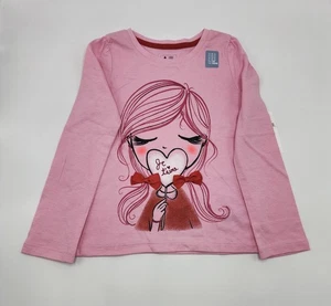 GAP Girls’ Long Sleeve 100% Cotton Pink Top With Applique Size 5 Years NWT - Picture 1 of 6
