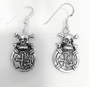ATOCHA Coin Earrings Skulls 925 Sterling Sunken Treasure Shipwreck Jewelry - Picture 1 of 4