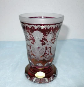 Kristall Vase Becher Fußbecher Freundschaftsbecher - rubinrotes Überfangglas - Bild 1 von 6