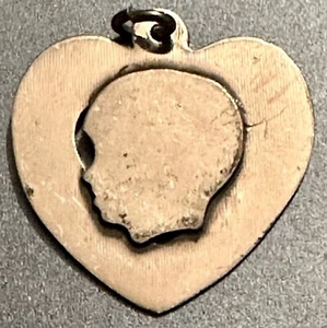 Antiques Sterling Silver Boy Silhouette In Heart Charm Pendant 1” Estate Jewelry - Picture 1 of 3