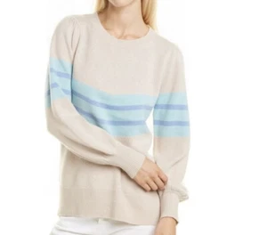 EUC Sail to Sable STS Womens Size XS 100% Wool Cream and Blue Stripe Sweater - Picture 1 of 7