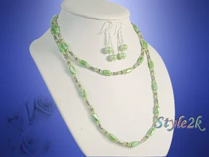 Magnet Halskette Ohrringe Set Armband 36" Halsband Grün Aqua Hämatit - Bild 1 von 3