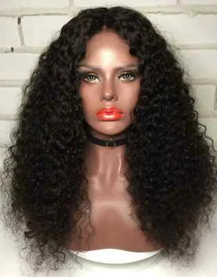 Long Afro Curly 150% Density 13×4×1 T Part Lace Front Wigs Remy Human Hair Wigs  - Image 1 of 4