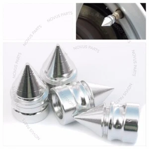 For Ram 4000 1500 2500 Chrome Set of 4 Spike Shape Tire Valve Cap w/ Rubber Ring - Picture 1 of 4