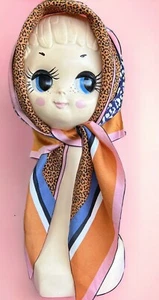 Head Scarf Animal Print Orange & Pink Silky Type Fabric Original Vintage VGC - Picture 1 of 9
