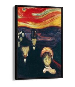 EDVARD MUNCH "ANXIETY" FAMOUS PAINTING -FLOAT EFFECT FRAMED CANVAS ART PRINT - Picture 1 of 12