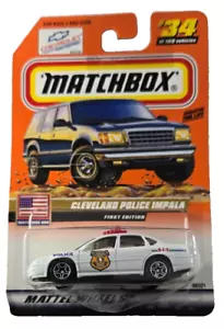 2000 Matchbox USA Cleveland Police Impala, #34, White, First Edition, NIB, 1/64 - Picture 1 of 6