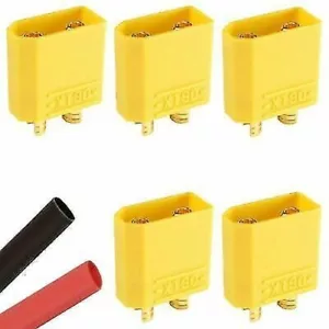 5 X Mâle RC XT90 Batterie Lipo Connecteur + Thermorétractable - Foto 1 di 1