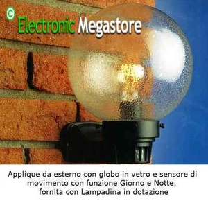 LAMPADA DA ESTERNO PLAFONIERA APPLIQUE E27 CON SENSORE PIR E CREPUSCOLARE - Foto 1 di 1
