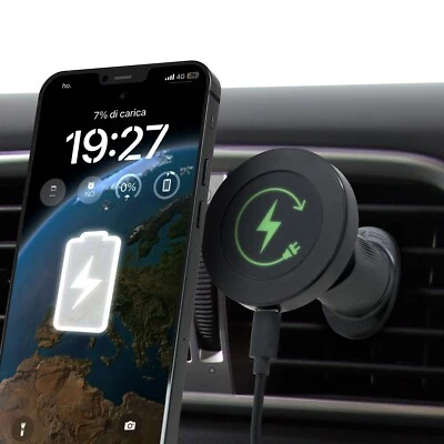 Porta Cellulare Auto Magnetico con Ricarica Wireless Mag-Safe, per Presa D'Aria - Immagine 1 di 4