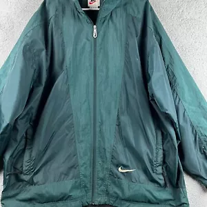 Vintage Nike Windbreaker Mens XL Green Full Zip Oversized White Tag 90's F7-VTG - Picture 1 of 10