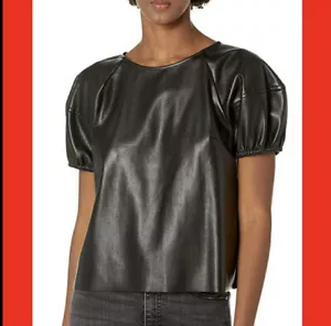 VELVET by Graham and Spencer Womens vegan leather Black top Size S NEW $185 - Picture 1 of 2