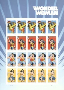 USPS Sheet of Stamps DC Comics Super Heroes Wonder Woman Vintage Art MNH 2016 - Picture 1 of 1