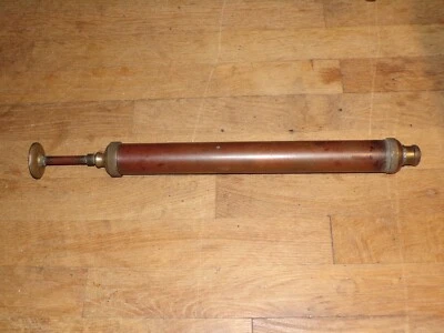 Ancien pulvérisateur en laiton et cuivre ( 56 à 93 cm de long 5 cm diamètre ) - Photo 1/4