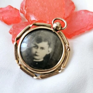 Antiker Fotohalter Anhänger Ende 19. Anfang 20. Jahrhundert Portrait Kind roségold plattiert - Bild 1 von 12