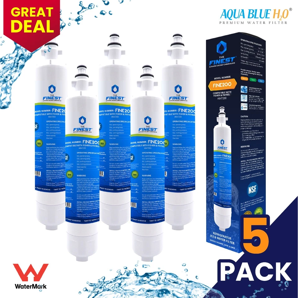 5 X Fisher & Paykel Water Filter Cartridge #847200 by Finest filters FINE200 - image 1 of 4