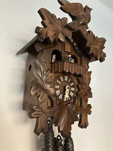 Cuckoo Clock Vintage Der Frdehl Iche Wanderer Edelweiss 2708 Swiss Made by Reuge