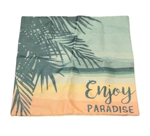 Pillow Cover Enjoy Paradise Lounge Palm Tree Ocean Side Zipper Closure - Picture 1 of 3