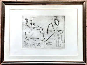 Acquaforte numerata firmata a mano Marino Marini con autentica in cornice 60 es - Foto 1 di 4