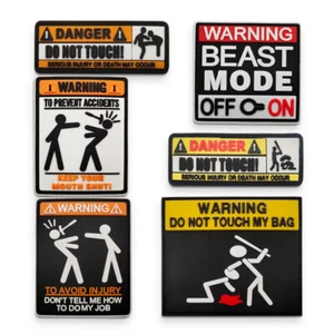 Funny Warning Sign PVC Rubber Tackical Patch Emblem Badge with Hook Backing - Picture 1 of 13