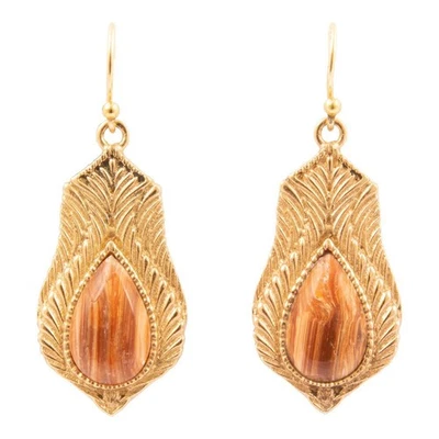 Pendientes colgantes dorados ópalo cobre alado Foto 1 de 4