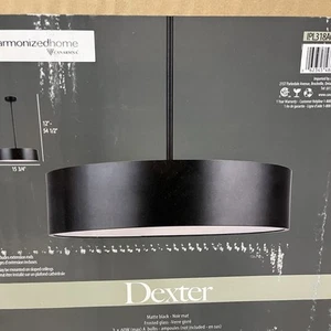 Canarm Dexter Matte Black Pendant Light Modern IPL318A03BK16 Round - Picture 1 of 8