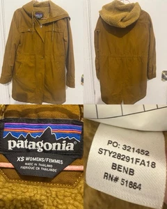 Patagonia Prairie Dawn Parka Workwear Mantel Jacke braun Canvas Kapuze Damen XS - Bild 1 von 13