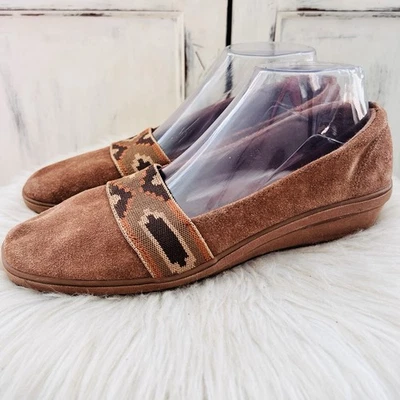 Коричневые замшевые кожаные мокасины бохо Grasshoppers Aztec на танкетке размер 9,5 - Изображение 1 из 4