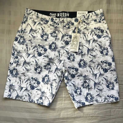 Nuevo con etiquetas Rugby University Hombre 38-Premium Blanco y Azul Marino Estampado Botánico/Floral Foto 1 de 4